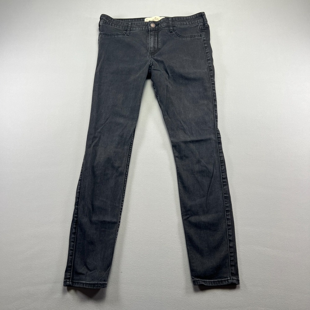 Hollister Jegging Jeans Womens 7 Black Denim Stretch Low Rise Zip Fly Skinny Leg